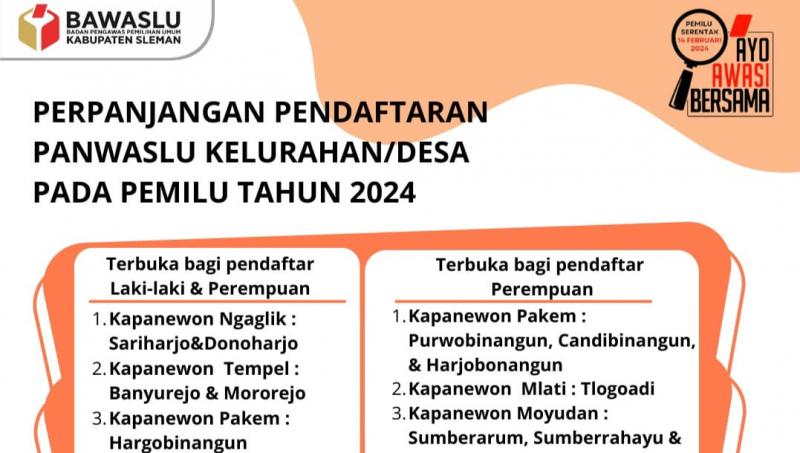 Akomodir Pendaftar Perempuan, Rekrutmen Panwaslu Desa Diperpanjang