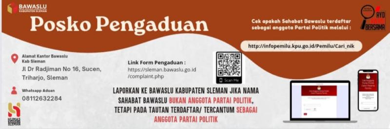 Dicatut Sebagai Anggota Parpol, 16 Orang Mengadu ke Bawaslu Sleman