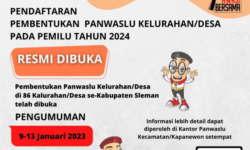 Pendaftaran Panwaslu Kelurahan/Desa Resmi Dibuka