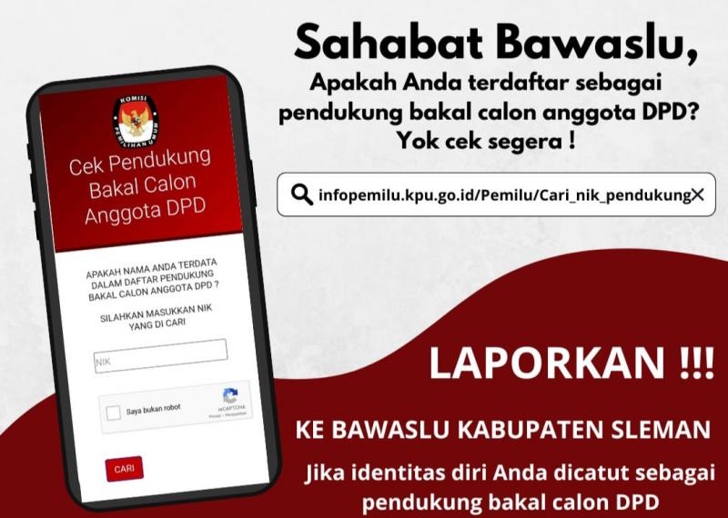 Bawaslu Sleman Buka Posko Aduan Dukungan DPD