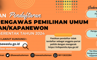 Bawaslu Sleman Buka Pendaftaran Panwaslu Kecamatan