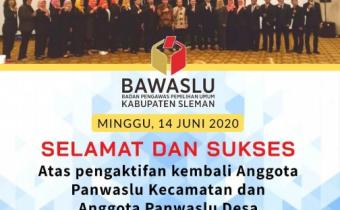 Tahapan Pemilihan Bupati Sleman Dilanjutkan, Bawaslu Aktifkan Kembali 137 Pengawas Adhoc